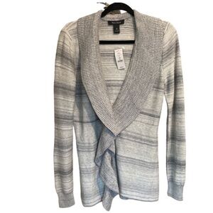 WHBM cardigan metallic gray fabric knit sweater medium NeW
